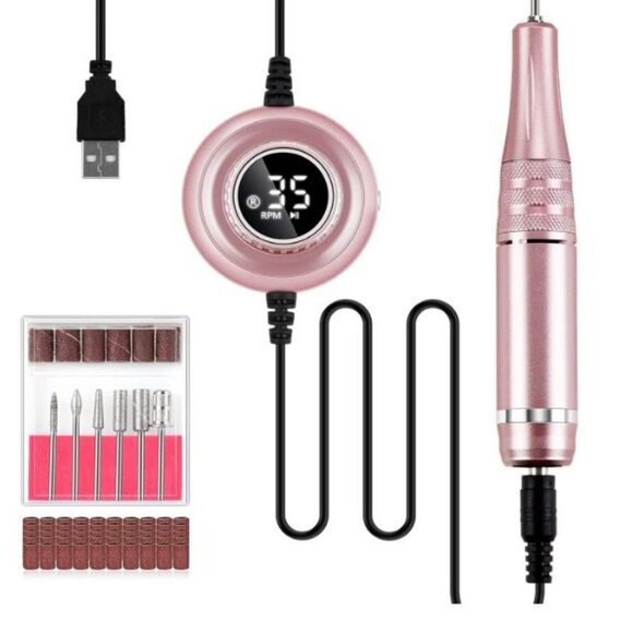 Madenia 101 Plus Compact Portable 35000 RPM USB Nail File Drill, Pink, New - Picture 11 of 11